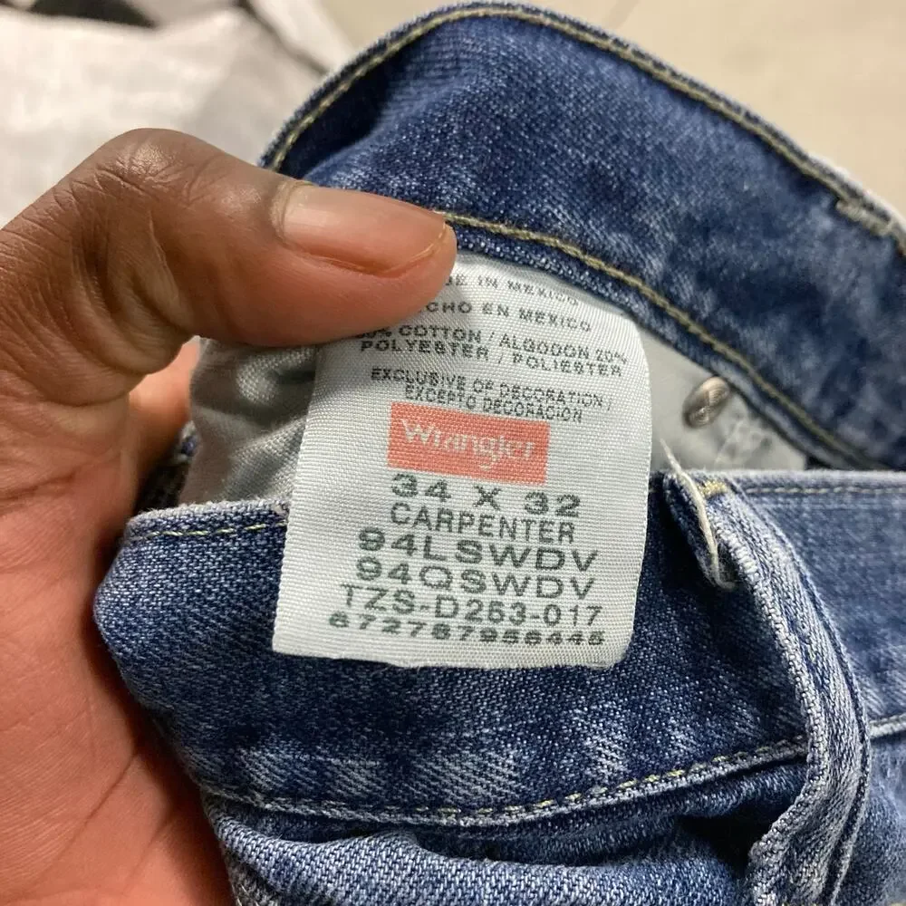 vintage baggy y2k wrangler carpenter cargo jeans 34x32